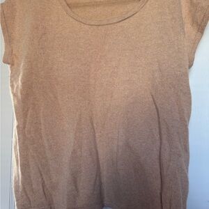 Garnet Hill Women's Short Sleeve Tan Cashmere Top